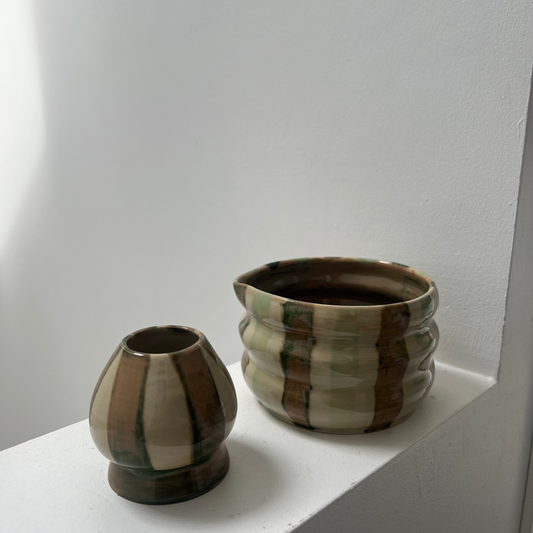 Whisk bowl - stripie green